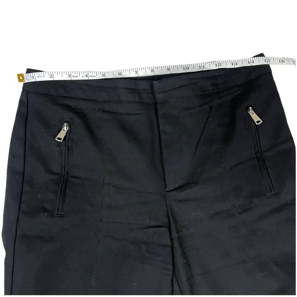 Zara‎ Basic Pants Slim Leg Black Faux Pockets Zip Detail Women's Medium